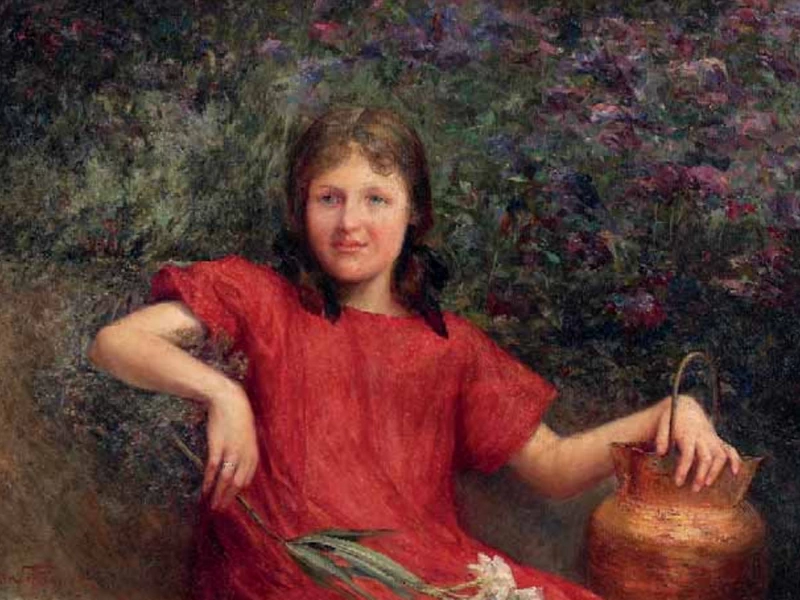 1866-								Maurizio Pellegrini - Ragazza con veste rossa